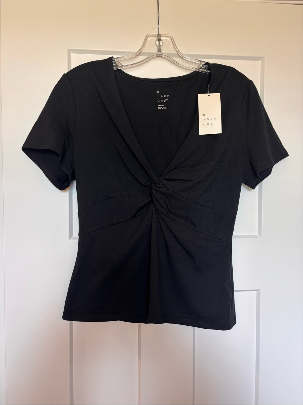 a new day Black Twist-Front Short Sleeve Top